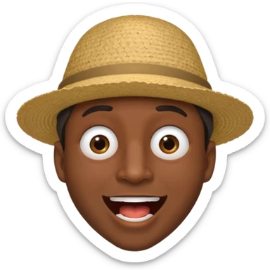 homme créole réunionnais  étonné  bouche ouverte avec chapeau sticker