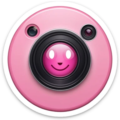 A round camera lens, apple emoji style, minimalist, with highlights, pink, only lens, variant 4 sticker