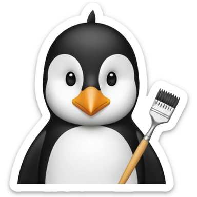 Pingouin avec un pinceau sticker