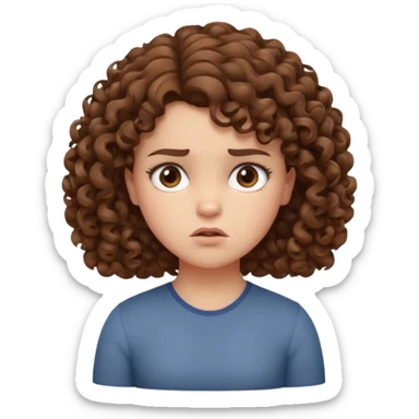 a girl with curly hair going “hmmph” and moving her head left in a cute grumpy way sticker