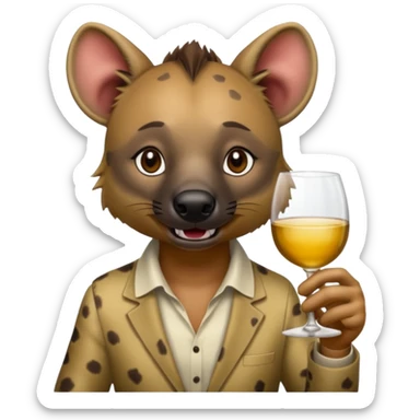 hyena with glass of wine sticker