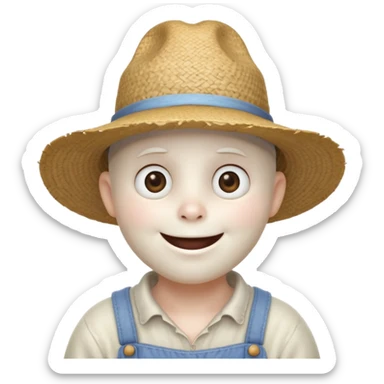 friendly ghost farmer portrait, head and shoulders only, straw hat, soft pale glow, gentle smile, cute cracked texture (not scary), cozy village vibe, warm lighting, 3D cartoon, mobile game icon style, clean background, no text, no watermark
 
 sticker