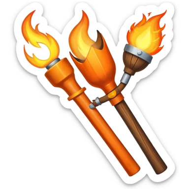 pitchfork and a torch crossing each other to make an x sticker