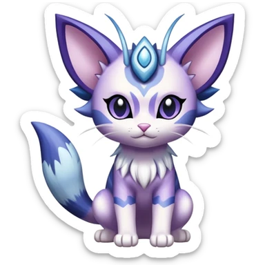 Shiny Exotic Cute Meowth-Espeon-Purrloin-Mew-Meowstic-Hybrid-Creature with pattern-markings sticker