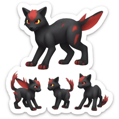 Cute cool black red animal hybrid Fakemon full body sticker