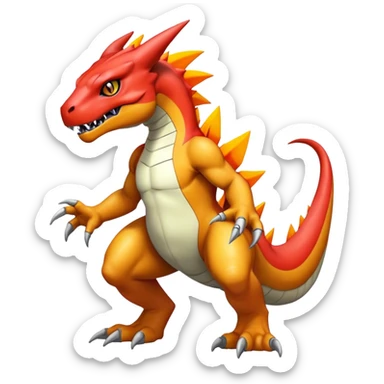  Cool Edgy Shiny Futuristic Ethereal Legendary Greymon-Digimon-Charmeleon-Reptile full body sticker