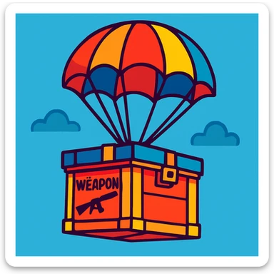 A weapon box with a parachute sticker