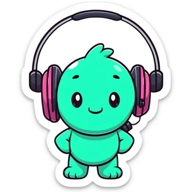 Sprunki character from Incredibox, fun cartoon mascot with big headphones sticker