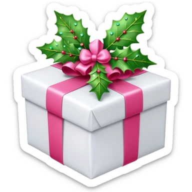 christmas gift with mistletoe magic color and peppermint pink bow sticker