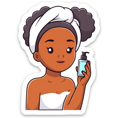 Black girl with moisturizer skincare routine sticker