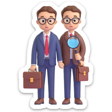 schoolboy with a briefcase and a magnifying glass sticker