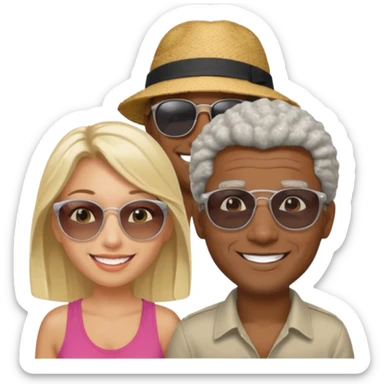 Black man salt n pepper hair with younger blonde  both smiling on beach  make the guys hair shorter n darker sticker