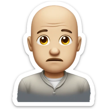 Very sad bald emoji with very big frown and big forehead sticker
