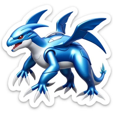 Shiny futuristic Cyber-Kyurem-Kyogre-Latios-Lugia-Fakémon-hybrid-creature (full body)  sticker