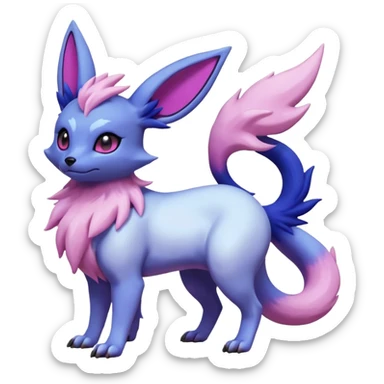 Shiny Frosty Albino White with Violet and Indigo and pink markings Eevee-Liepard-Salandit-Zorua-Pokémon-Digimon-Fakémon-fusion-hybrid-creature sticker