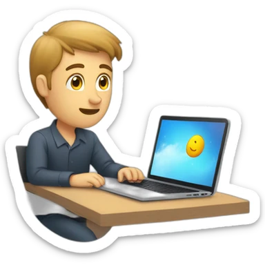 Caucasian guy working at laptop dreaming about his boyfriend sticker