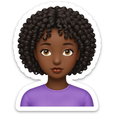 25 yaş genç kız siyah küt kıvırcık saçlı sticker