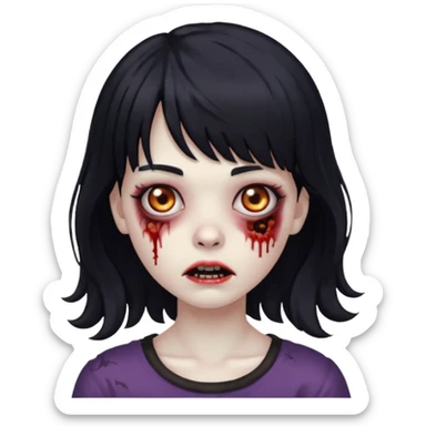 Zombie girl with medium wavy hair and bangs. sticker