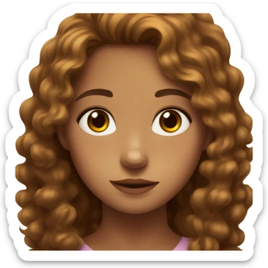 Tanish girl with brown wavy hair and hazel eyes, a few freckles sticker