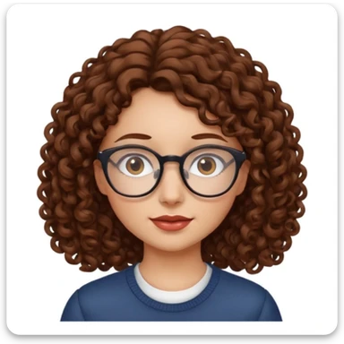 Rapariga, com óculos, cabelo castanho, aos caracóis, comprido sticker