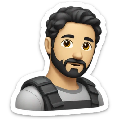 man with a black beard and mustache and short hair sticker