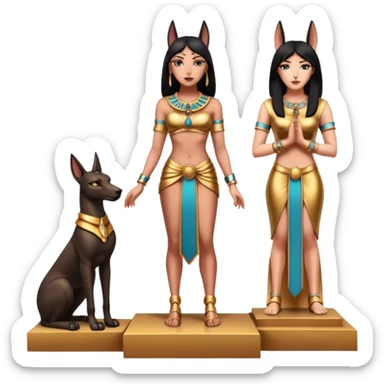  Black lapis rose gold woman anubis floor statue posed  sticker