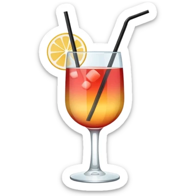 Minimalistic flat vector icon, iOS style, thin black contour on white background. Cocktail glass with a straw. Clean, no text, no shadows. sticker