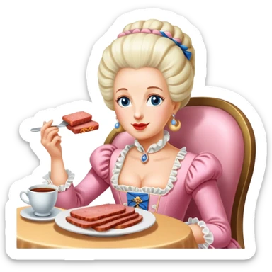 marie antoinette eating spam meat at cafe sticker