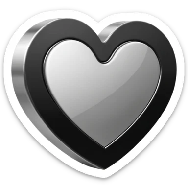 Minimalistic heart emoji, geometric metallic black and white, smooth curves, reflective edges, flat futuristic style
 sticker