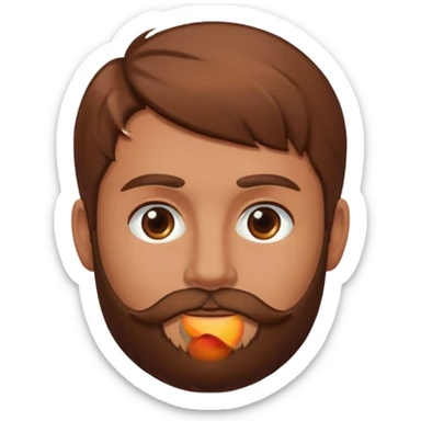 Créer emoji de un homme derrière une pêche avec un lit homme brun avec une barbe  sticker