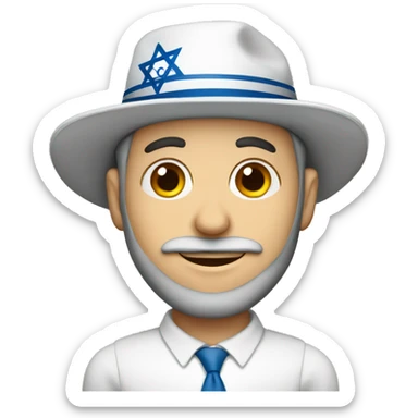 jewish man with hat and israeli flag sticker