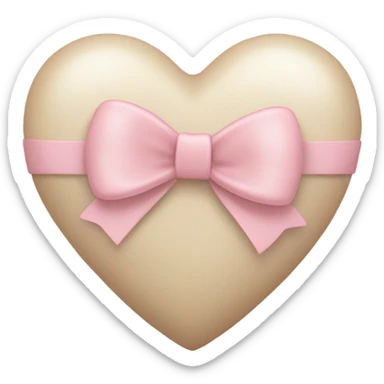A light beige coloured heart with a light pink bow wrapping it sticker