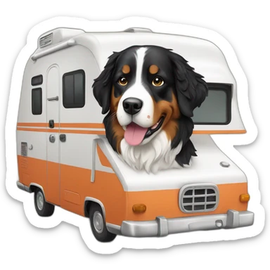 bernese mountaind dog in a camper sticker