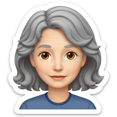 Femme 53 ans cheveux gris ondulés  sticker