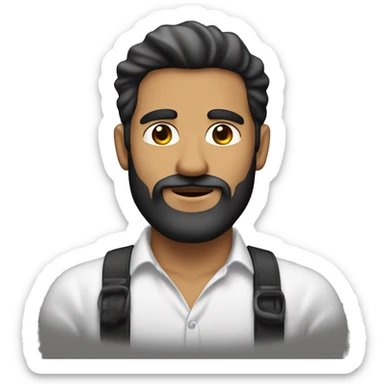 hombre blanco con barba negra copete y con nariz repingada sticker