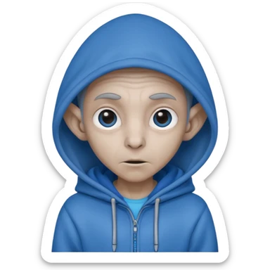 Aliens gray skin, blue hoodie, long big ears sticker