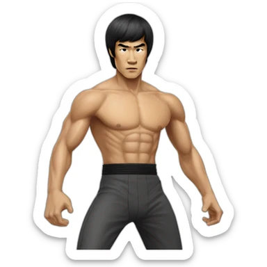 man asian bruce lee kongfu sticker