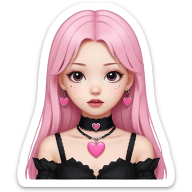 BLACKPINK-inspired gothic clothes ,  hearts, black and pink, cute,  sticker