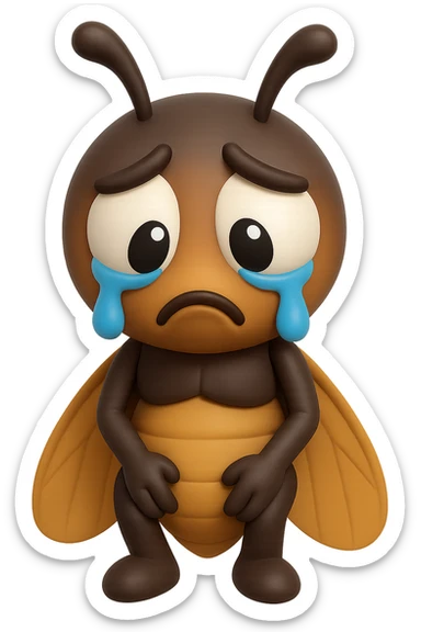 EMOJI STILE IPHONE 3D DI una cicala triste che si tocca le cosce e piange perché non le piace il suo fisico, posa frontale, fagli gli occhi bianchi , non solo la pupilla sticker