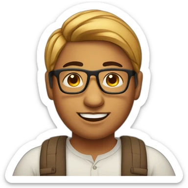Fat androgynous Indian person with short hair braces and glasses sticker