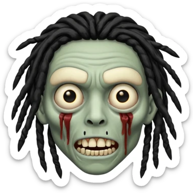 Zombie with black dreads with chinky eyes and a 3rd eye  on right cheek sticker