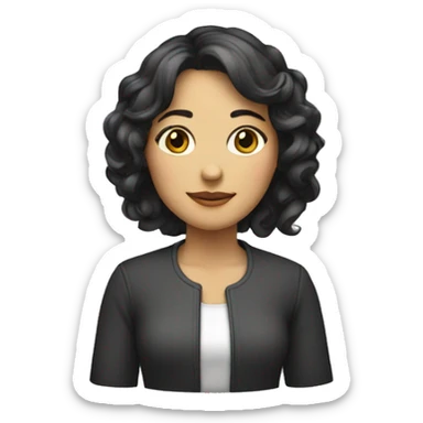 Mujer con rodete y pelo con canas sticker