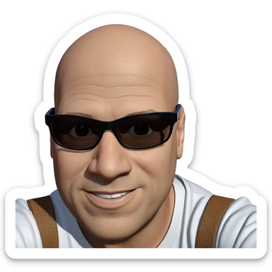 bald man in white shirt sticker