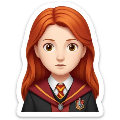 Ginny Weasley in harry potter, wear hogwarts gryfindor uniform sticker