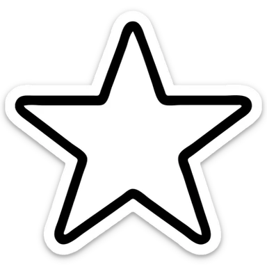 yellow star, left side filled in yellow, right side transparent or outlined, minimal icon style sticker