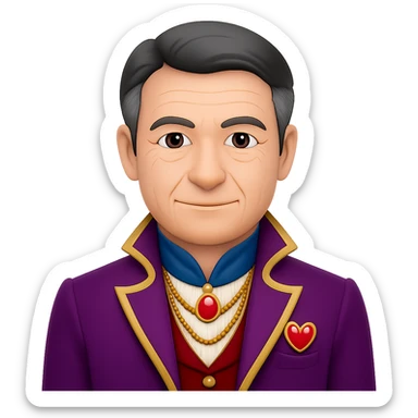Make the prince look older with mature facial features in the style of emoji. Keep the background transparent. sticker