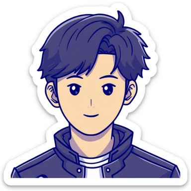 Handsome K-pop male idol face with stylish hair sticker