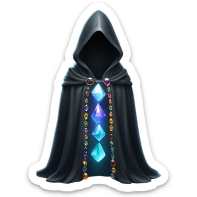 empty black crystal magical robes covered with gemstones sticker