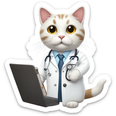 cat as a veterinarian sticker