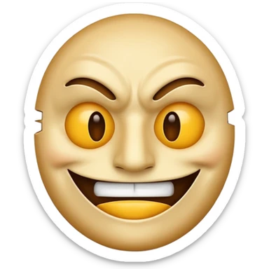 A emoji Whit a mask that are happy bot he hav it jag open and he is not happy onder the mask sticker